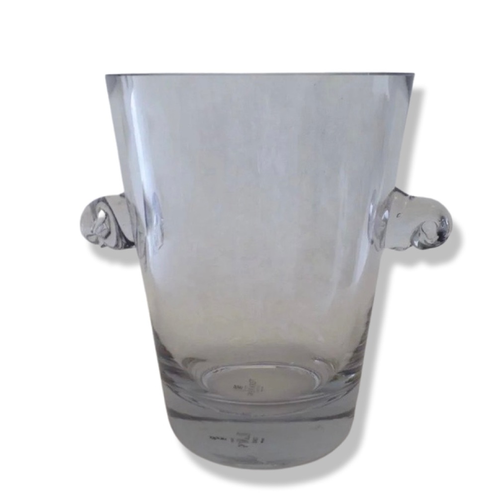 Vintage Vera Wang Clear Glass Ice Bucket w/Swirl Handles